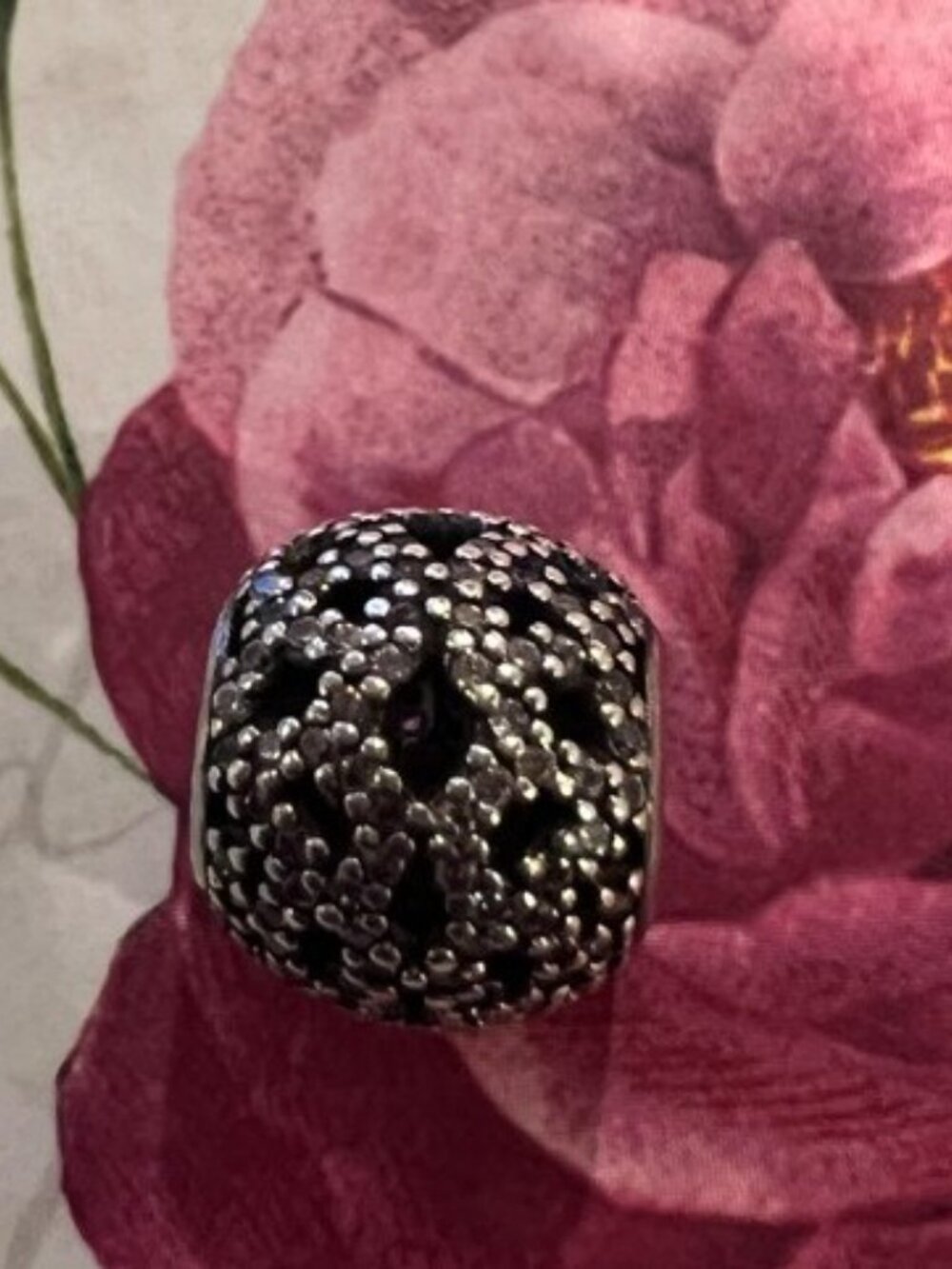 Authentic Pandora Shimmering Lace Charm #791284CZ
